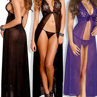 Foreign trade women's black lace suspender nightdress