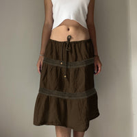 American-style Vintage Print Asymmetrical Skirt For Women