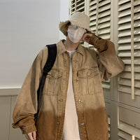 Plus Size Denim Two-tone Gradient Coat Jacket