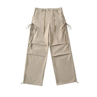 Lace-up Loose-fit Slimming Straight-leg Wide-leg Casual Pants
