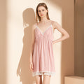 Women's Summer Sunken Stripe Modal Strap Lace Nightdress