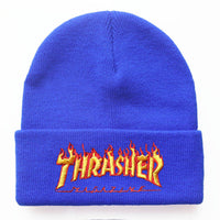 Fashion Flame Letter Embroidery Knitted Hat