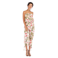 Fleece Trousers Sexy Casual Chiffon Print One-Piece Neck Jumpsuit Women