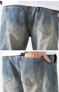 Five-point Denim Shorts Men's Loose Hole Slim Fit
