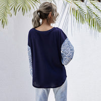 Women's AutumnWinter Crew-Neck Color-Block Patchwork Long-Sleeve