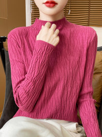 Knitted Jacquard Long-sleeved Sweater For Women As Base Layer