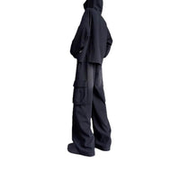 Washed Vintage Denim Men's Versatile Wide-Leg Multi-Pocket Casual Pants