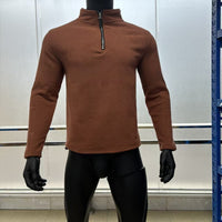 Men's AutumnWinter Stand-Up Collar Half-Zip Fleece Casual Trendy Solid-Color Top