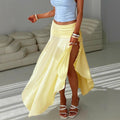 Womens Elegant High-waisted Pleated Skirt With An Asymmetrical Slit Design For A Chic On-trend Look