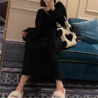 Socialite-style Soft Cuddly Sweater Dress For Women Autumn Winter