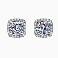 Classic Four Claw Moissanite Stud Simple And Stylish Sterling Silver GoldPlated Earrings