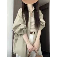 Rare Long-sleeve Green Shirt Jacket For Women