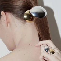 European And American Fashion Metal Egg Shell Hair Styling Minimalist Design Oval Shield Spring Clip Hair