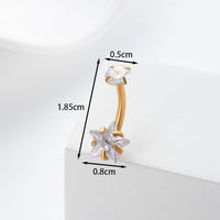 Stainless Steel Body Piercing Jewelry Inner Teeth Zircon Belly Nail Belly Button Ring