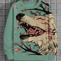 Women's 3d Digital Printing Casual Round Neck Pullover Sweater