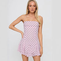 Sexy Backless Polka-Dot Sleeveless Lace-Up Waist-Cinching Dress