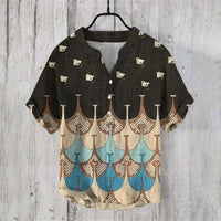 Summer Beach Casual Men's Clothing Short Sleeve V-neck