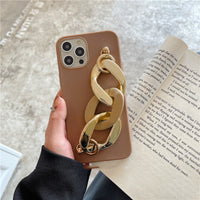 Retro Temperament Brown Buckle Chain Phone Case