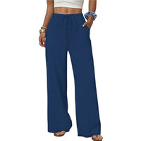 Fashionable Casual Solid-Color Versatile Womens Pants With Elastic Waist