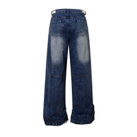 Loose Pleated Wide Leg Straight Jeans