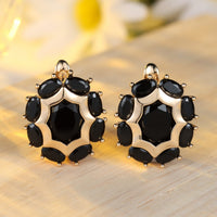 Egg Shaped Colored Zircon Polygonal Ear Buckle