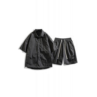 Men's Loose Shorts Casual Shirt Hemp Light Breathable Non-stick Two-piece Set