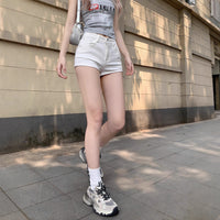 Women's Chic Stretchy Figure-hugging White Denim Shorts For Summer