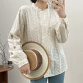 Japanese Style New Literary Solid Color Lace Long-sleeved Shirt