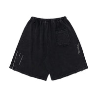 Distressed Washed Water Worn Loose Shorts For Men Retro