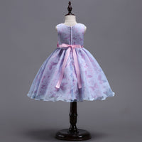 Bow Pleated Mesh Puffy Girls Dress