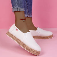 Lazy Casual Straw Woven Breathable Ultralight Canvas Shoes Women Shoes