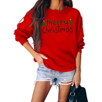 Merry Christmas Sweater Crew-Neck Red Long-Sleeve Pullover