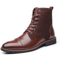 Men's pointed warm martin boots with velvet top boots