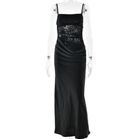 Sexy Chic Strapless Lace-Patchwork Evening Gown Long Fashion Street-Style Slim-Fit Slip Dress With Open Back