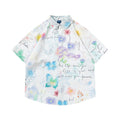 Graffiti Flower Butterfly Printed Shirt Men