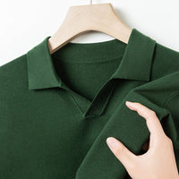Autumn And Spring Seagull Collar 6 Wool Men's Anti-Pilling Knitted Long Sleeve Polo Shirt