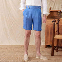 British Gentlemen's Casual Shorts Men's Napoli Double Pleated Light Cropped Pants
