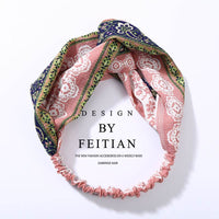Fabric cross-knotted bow chiffon floral headband