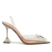 Sunflower Transparent Crystal Diamond Buckle Horseshoe Heel Pointed High Heels