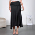 Womens High-Waisted Figure-Hugging Flowy Half Skirt With Ties