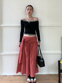 Side Strap Design Loose Back Smocking Elastic One-piece Two-piece Skirt