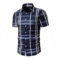 Men's Business Summer Wide Loose Shoulder Short Sleeve Single-breasted Shirt