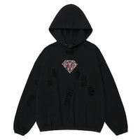 Letter Crack Printed Hooded Men's Sweater
