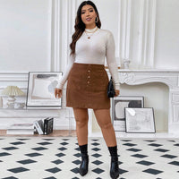 Women's A- Line Skirt With Pockets Corduroy Skirt