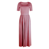 Round neck short sleeve long jumpsuit