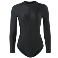 Long-sleeved One-piece Matching Round Neck Zipper Style Briefs