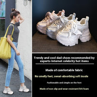 Height Increasing Insole Rhinestone Sequins Dad Shoes Women