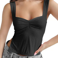 Backless Underwaist Solid Color Square Collar Split Double-layer Vest