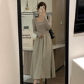 Women's Long-Sleeve Square-Neck Base Dress