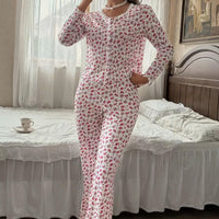 Women's Lace Printed Two-Piece Loungewear Set